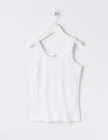 Jockey 1935 Unisex Rib Singlet, White, 6-16 product photo