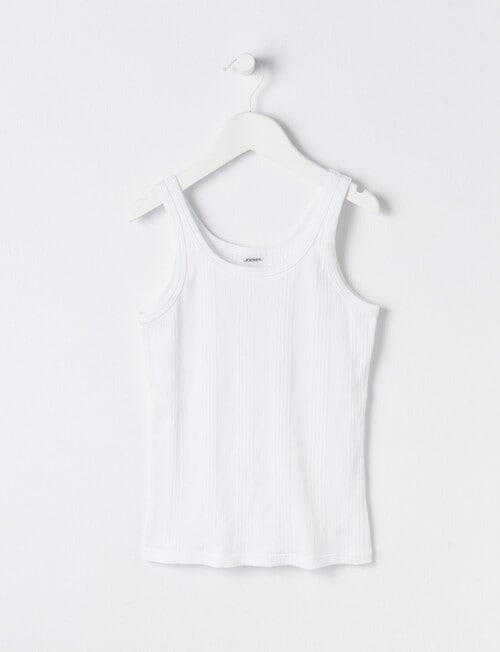Jockey 1935 Unisex Rib Singlet, White, 6-16 product photo