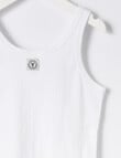 Jockey 1935 Unisex Rib Singlet, White, 6-16 product photo View 02 S