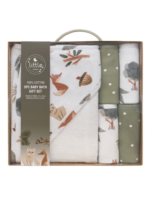 Little Textiles 5-Piece Bath Gift Set, Forest Retreat & Dots product photo View 03 L