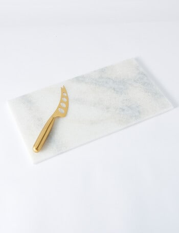 Alex Liddy Slate & Co Marble Board and Knife, White & Gold, 40x22cm product photo