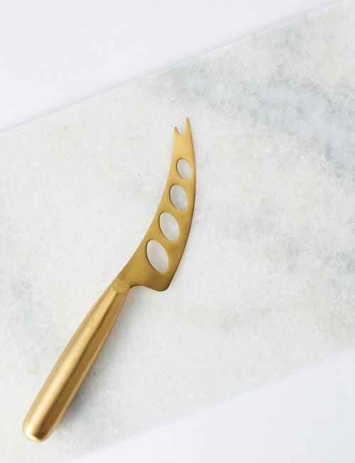 Alex Liddy Slate & Co Marble Board and Knife, White & Gold, 40x22cm product photo View 04 L