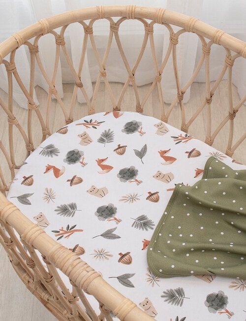 Little Textiles Bassinet Fitted Jersey Sheet, 2-Pack, Forest Retreat product photo