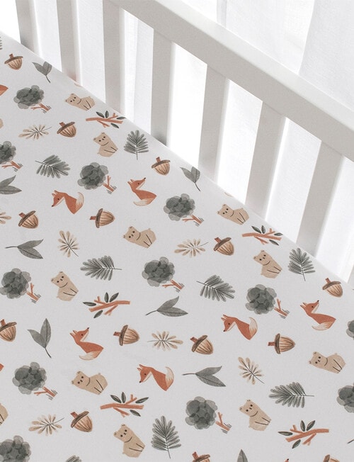 Little Textiles Jersey Cot Fitted Sheet, 2-Pack, Forest Retreat product photo View 02 L