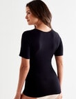 Lyric Thermals Mia Bamboo, Short Sleeve Top, Black product photo View 02 S