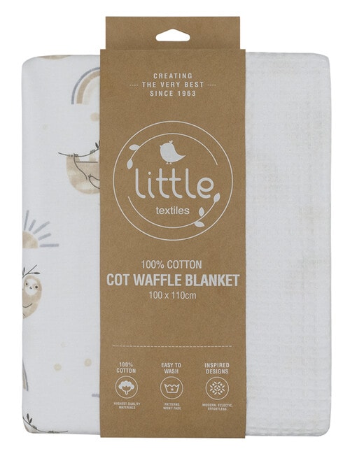 Little Textiles Cot Waffle Blanket, Happy Sloth product photo View 03 L