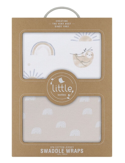 Little Textiles Jersey Wraps, 2-Pack, Happy Sloth & Rainbow product photo View 04 L