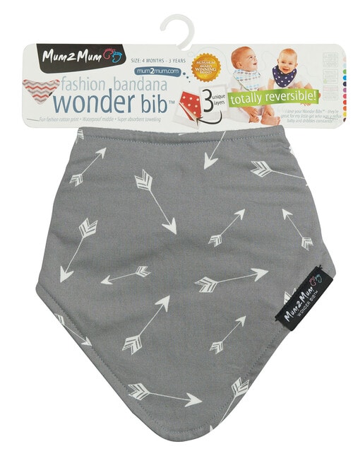 Mum 2 Mum Fashion Bandana Bib, Grey Arrows product photo