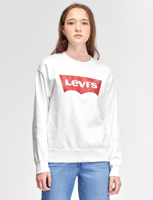 Levis Crew-Neck Batwing Sweatshirt, White - Tops