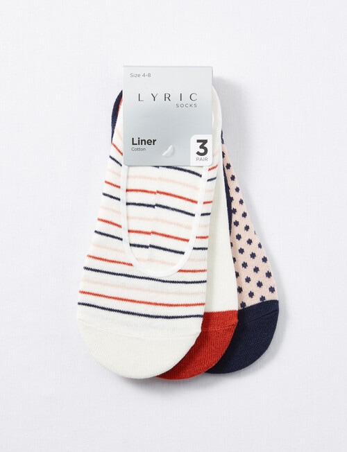 Lyric Liner Sock, 3-Pack, Stripe & Spot Multi product photo View 02 L