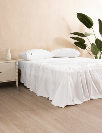 Linen House 375TC Cotton Percale Sheet Set, White product photo