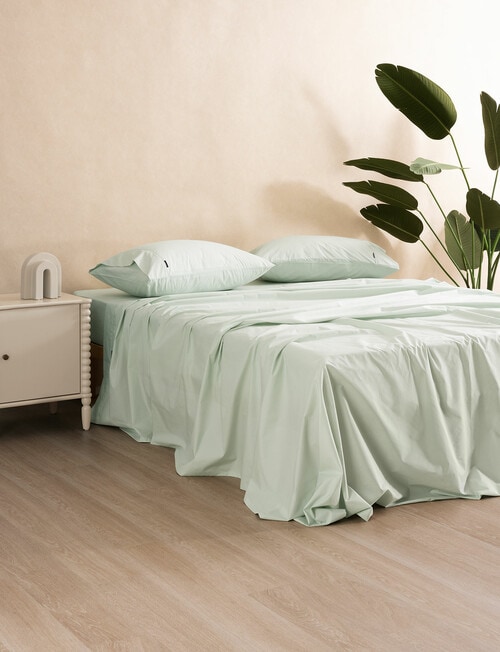 Linen House 375TC Cotton Percale Sheet Set, Sage product photo