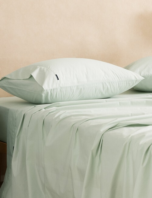 Linen House 375TC Cotton Percale Sheet Set, Sage product photo View 02 L