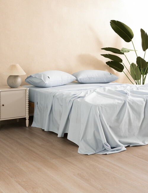 Linen House 375TC Cotton Percale Sheet Set, Sky product photo