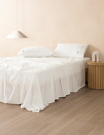 Linen House 250TC Cotton Sheet Set, White product photo