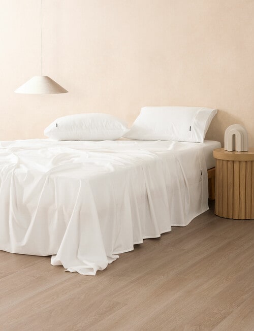 Linen House 250TC Cotton Sheet Set, White product photo
