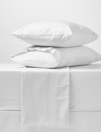 Linen House 250 Thread Count Cotton Fitted Sheet, White product photo