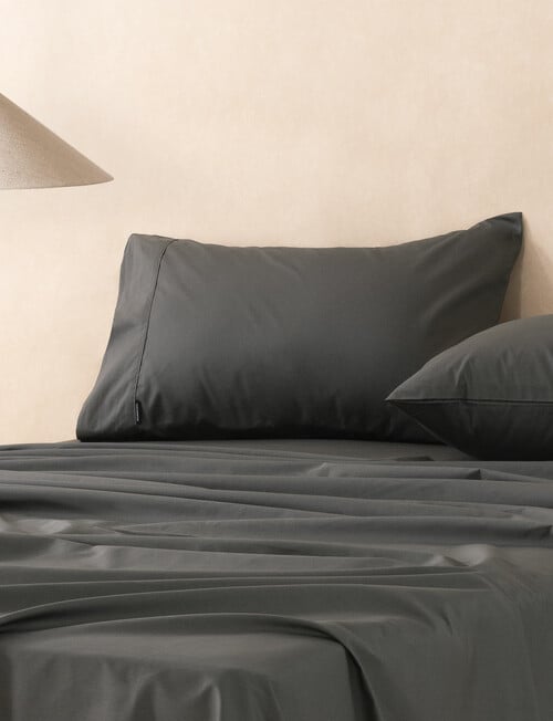 Linen House 250TC Cotton Sheet Set, Charcoal product photo View 02 L