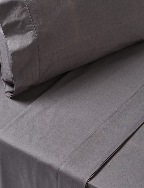 Linen House 250 Thread Count Cotton Fitted Sheet, Charcoal product photo View 02 L