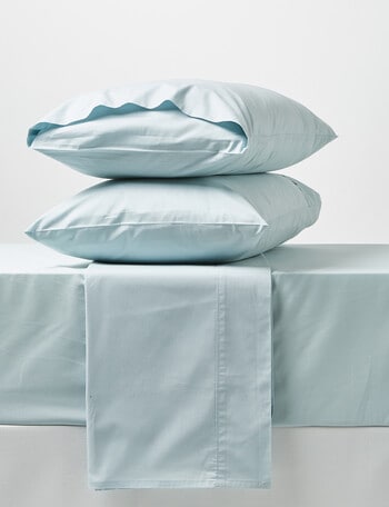 Linen House 250 Thread Count Cotton Fitted Sheet, Duck Egg product photo