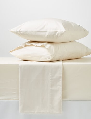 Linen House 250 Thread Count Cotton Fitted Sheet, Ivory product photo