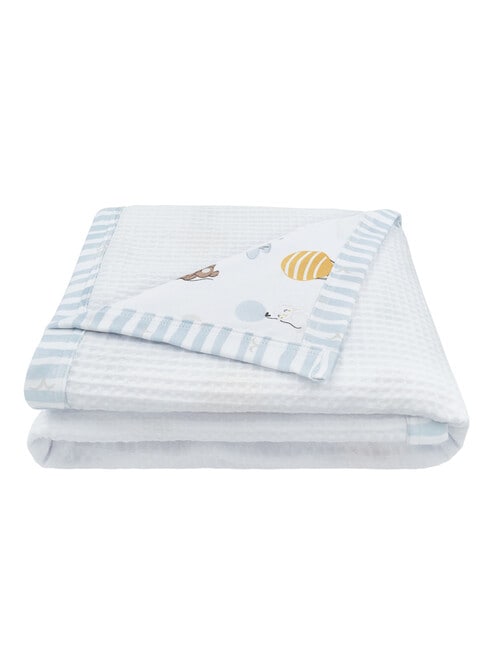 Little Textiles Cot Waffle Blanket, Up Up & Away/Stripe product photo View 02 L