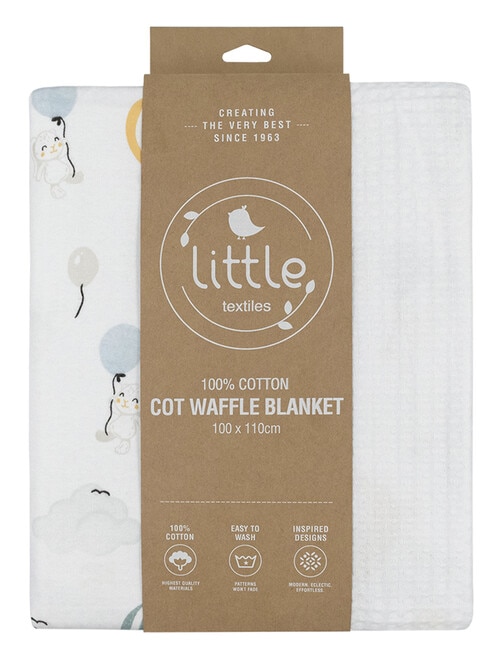 Little Textiles Cot Waffle Blanket, Up Up & Away/Stripe product photo View 03 L