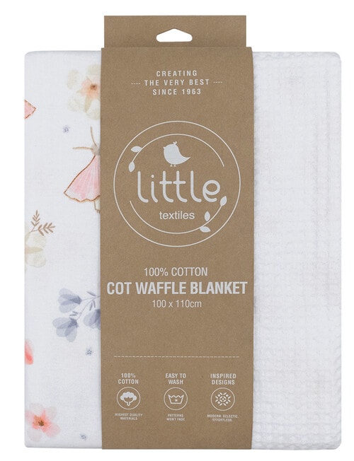 Little Textiles Cot Waffle Blanket, Butterfly Garden product photo View 03 L