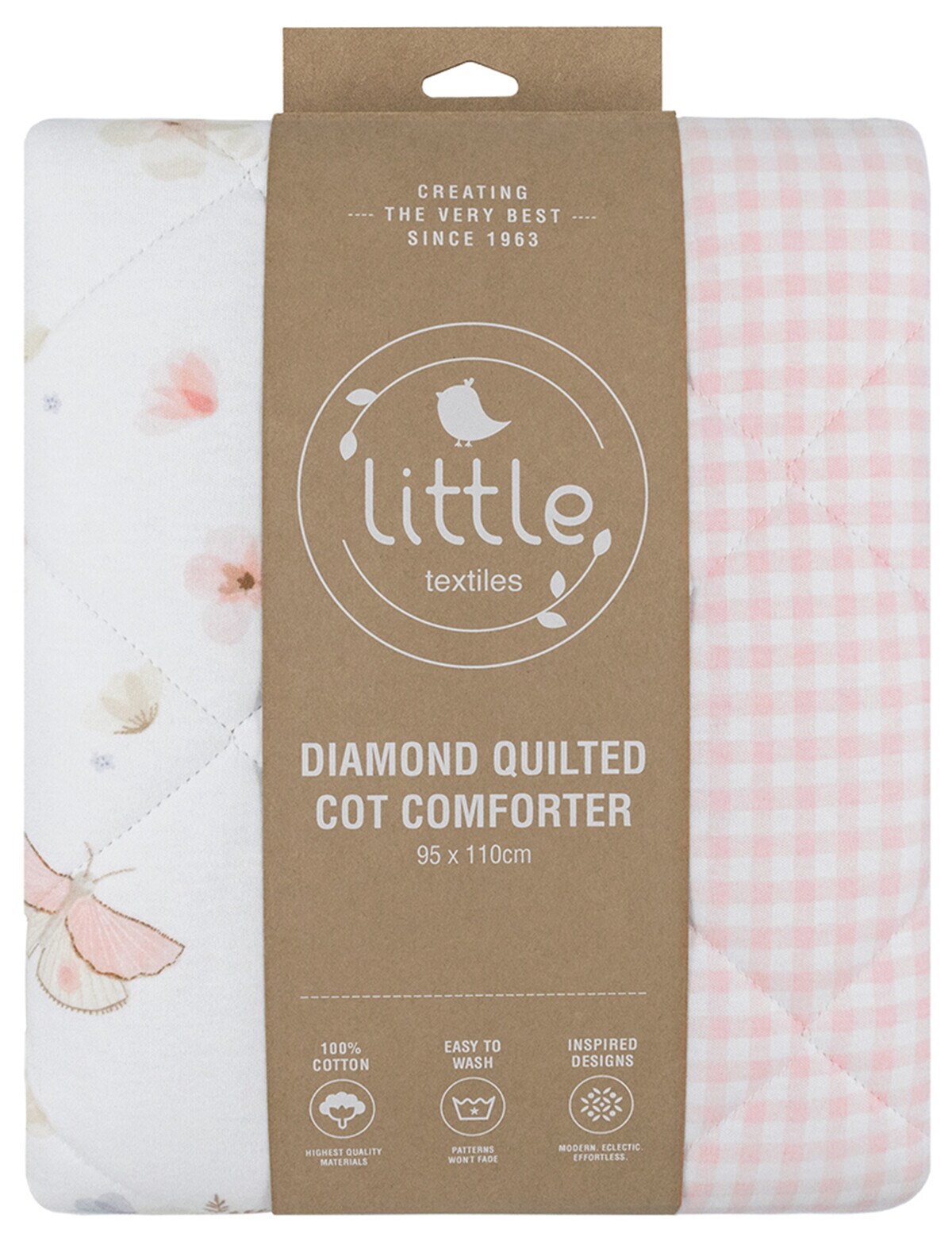 Little Textiles Jersey Cot Comforter, Butterfly Garden & Gingham