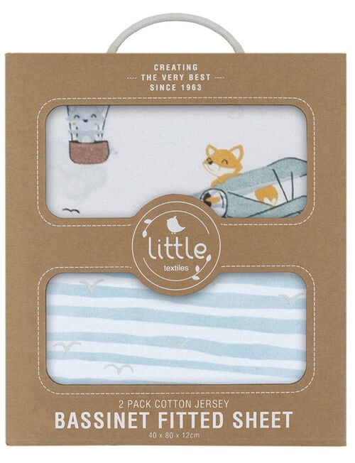 Little Textiles Bassinet Fitted Jersey Sheet, 2-Pack, Up Up & Away product photo View 03 L
