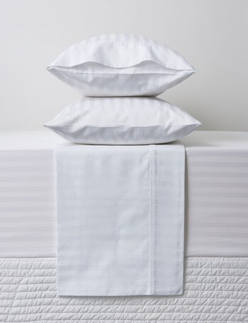 Kate Reed Sateen Stripe Sheet Set, White product photo