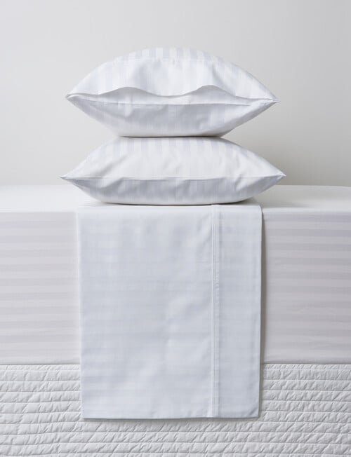 Kate Reed Sateen Stripe Sheet Set, White product photo
