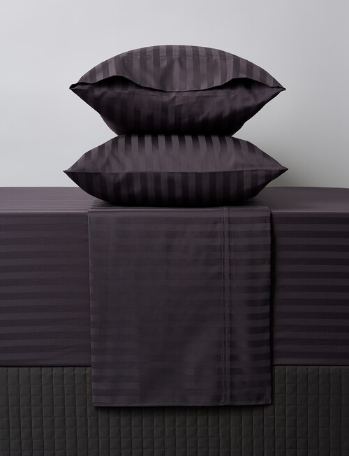 Kate Reed Sateen Stripe Sheet Set, Charcoal product photo