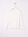 Blue Ink Girls Bamboo Long-Sleeve Top, White, 3-7 product photo