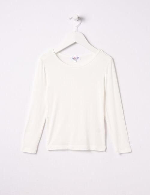 Blue Ink Girls Bamboo Long-Sleeve Top, White, 3-7 product photo