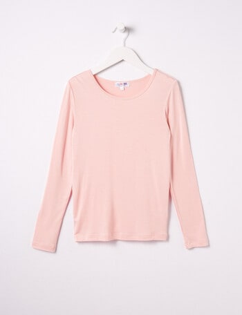 Blue Ink Girls Bamboo Long-Sleeve Top, Blush, 8-14 product photo