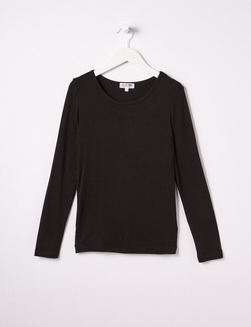 Blue Ink Girls Bamboo Long-Sleeve Top, Black, 8-14 product photo