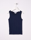 Blue Ink Girls Bamboo Singlet, Navy, 3-7 product photo