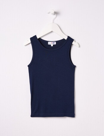 Blue Ink Girls Bamboo Singlet, Navy, 3-7 product photo
