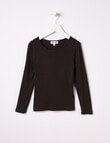 Blue Ink Boys Bamboo Long-Sleeve Top, Black, 3-7 product photo