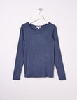 Blue Ink Boys Bamboo Long-Sleeve Top, Denim Marle, 8-14 product photo