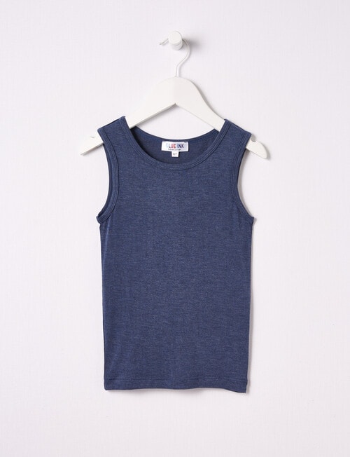 Blue Ink Boys Bamboo Singlet, Denim Marle, 3-7 product photo