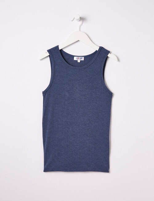 Blue Ink Boys Bamboo Singlet, Denim Marle, 8-14 product photo