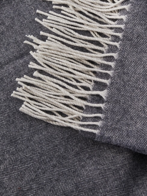 Haven Bed Linen Herringbone Throw, Grey product photo View 02 L