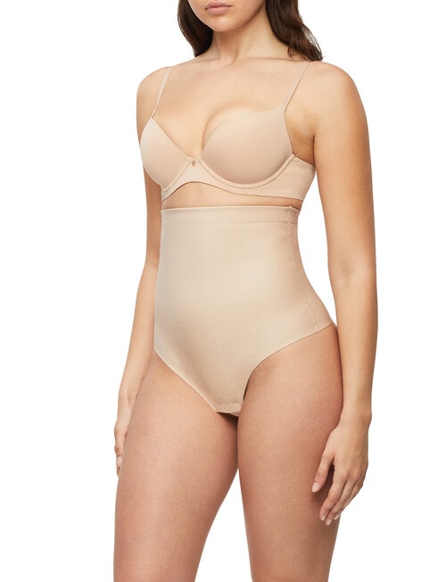 Nancy Ganz X-Factor High Waist Thong Brief, Warm Taupe product photo View 03 L