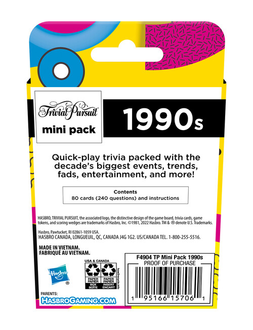 Hasbro Games Trivial Pursuit Mini Pack, Assorted product photo View 06 L