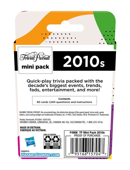 Hasbro Games Trivial Pursuit Mini Pack, Assorted product photo View 08 L
