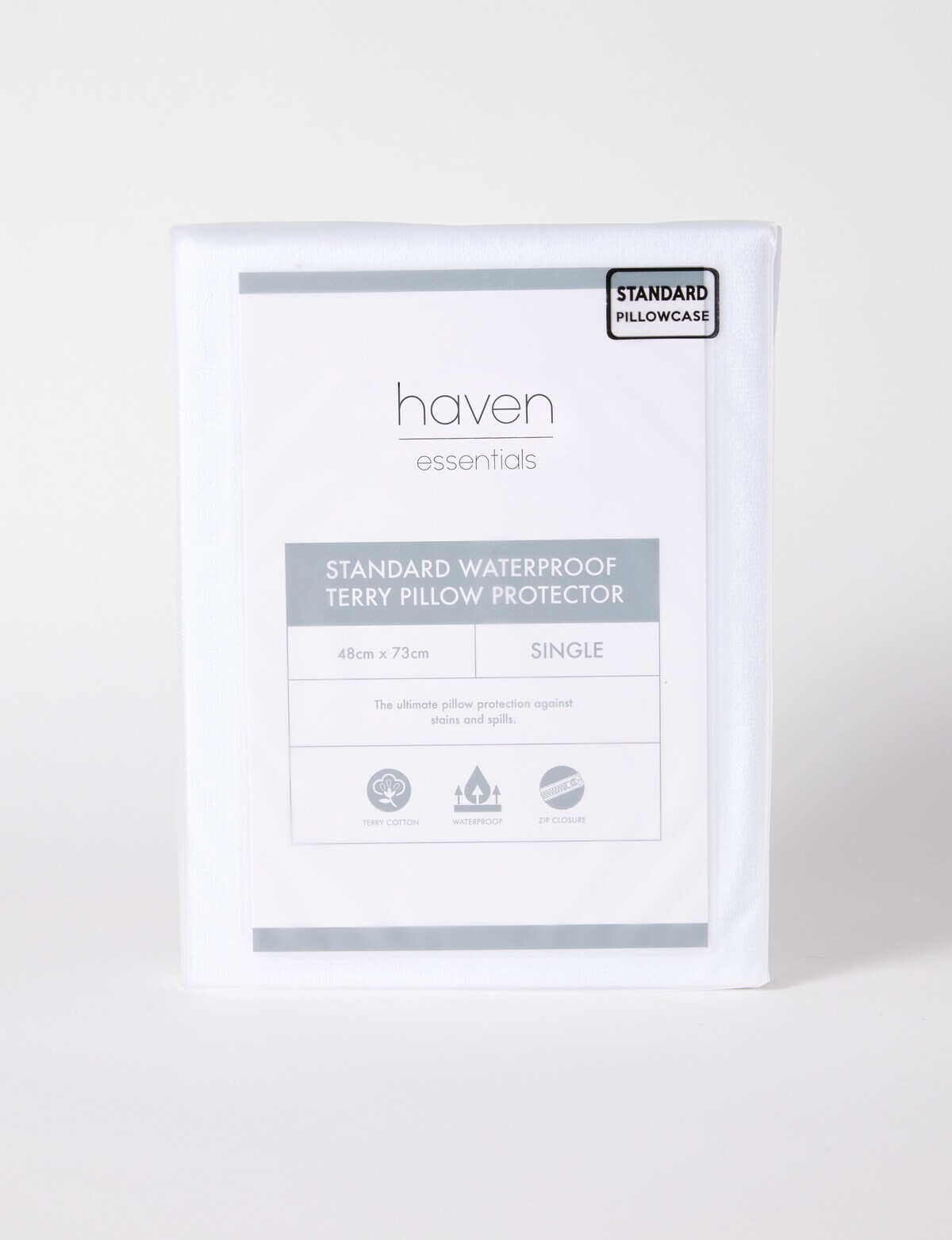 Haven Essentials Waterproof Terry Pillow Protector, Standard