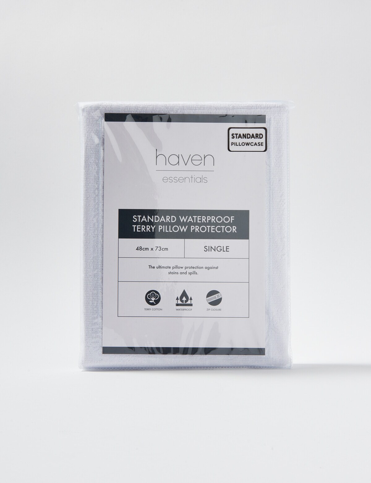 Haven Essentials Waterproof Terry Pillow Protector, Standard