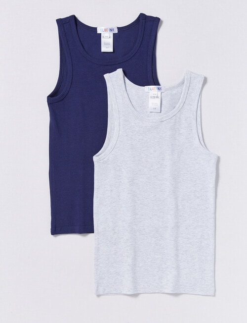 Blue Ink Singlet, 2-Pack, Grey & Navy, 2-16 product photo